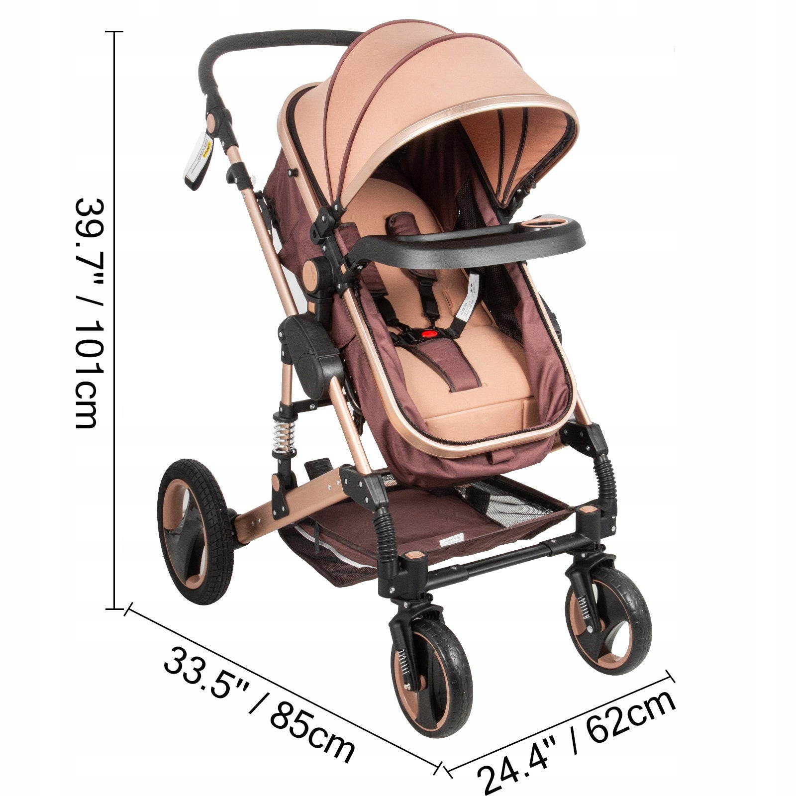 Luxury 3 in 1 Foldable Baby Travel Stroller Infant Carriage Pushchair Color multicolor