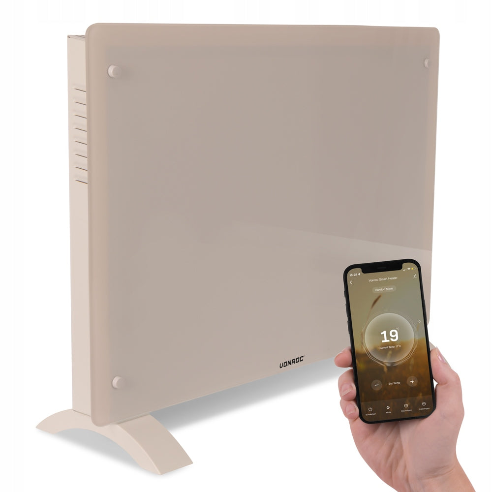 Luxury Electric Heating – Glass Panel – 1500 W – Beige | WIFI