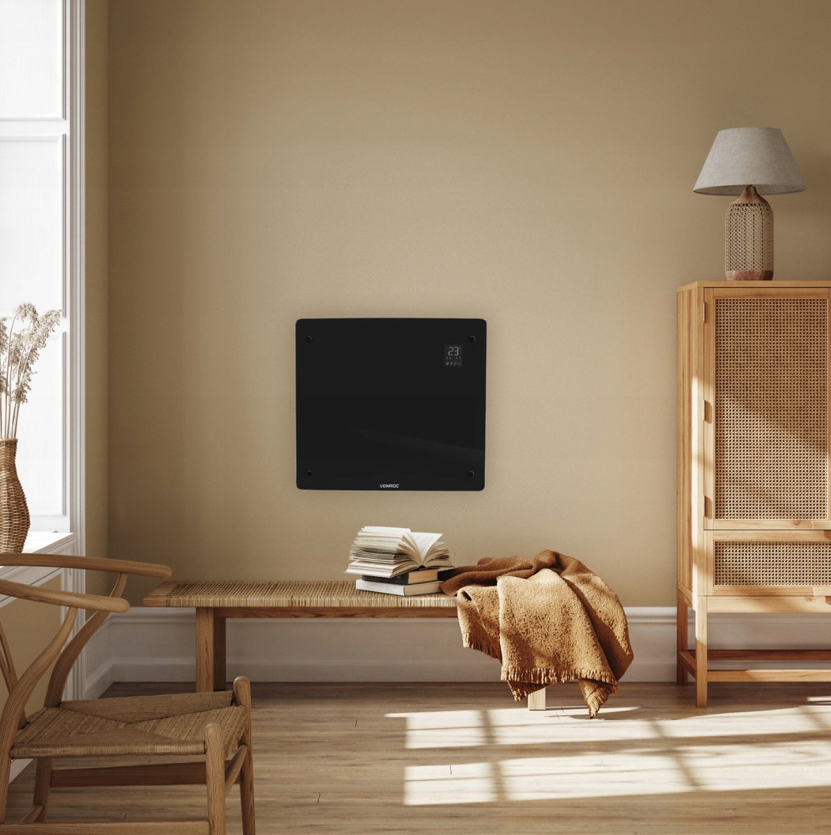 Luxury WiFi Electric Heater - Glass Panel - 1000W - Black | WIFI Brand Vonroc