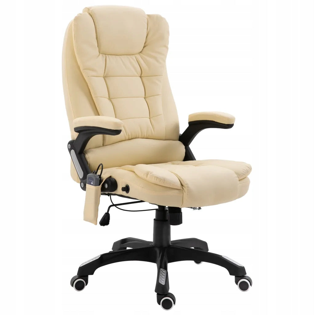 Luxury office chair with massage and heating - cream 68x71x (110-119)