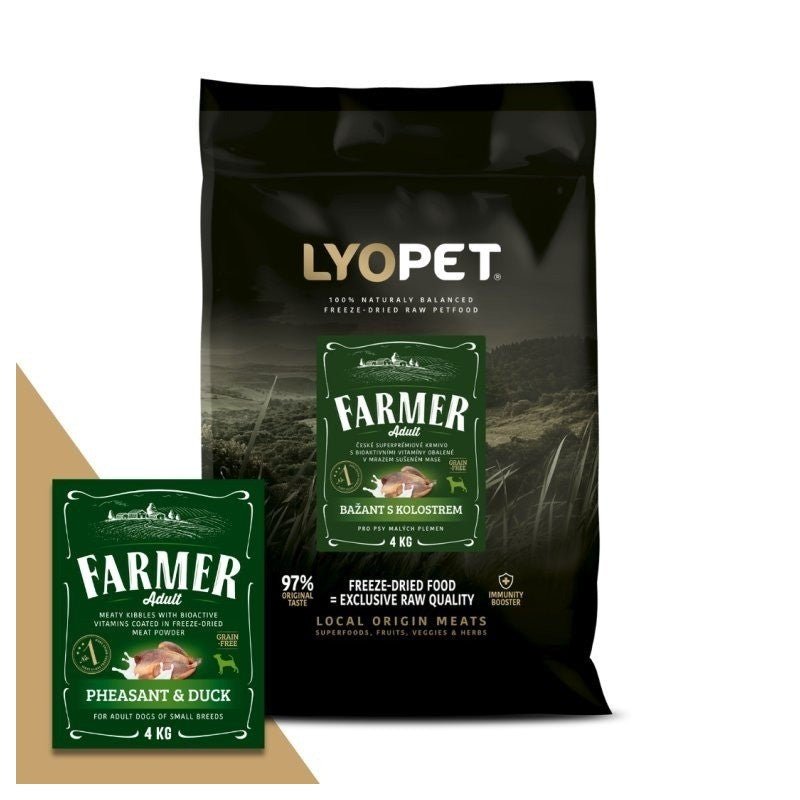 Lyopet Farmer Small Dog Food. Pheasant with Duck 88% Meat