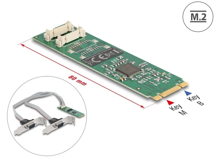 M.2 2-Port RS-232 DB9 Low Profile Delock 95270