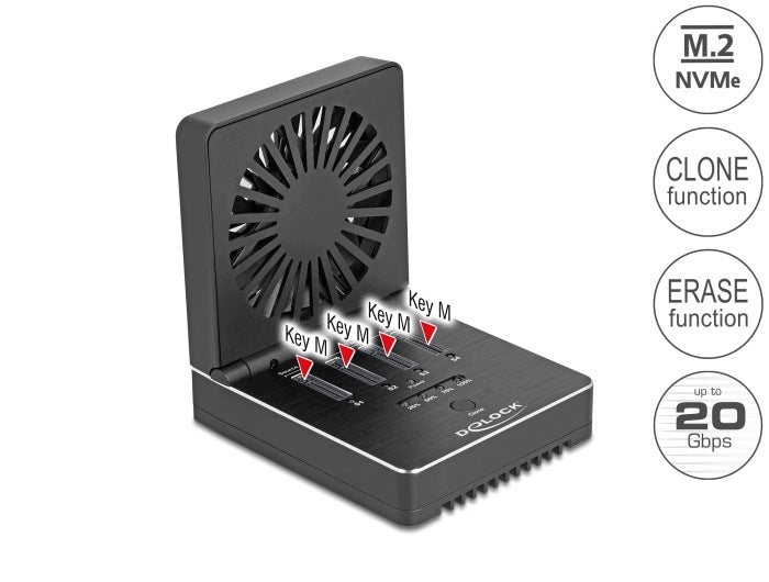 M.2 NVMe 4x SSD USB 20 Gbps Docking Station Cloning Delock 64352