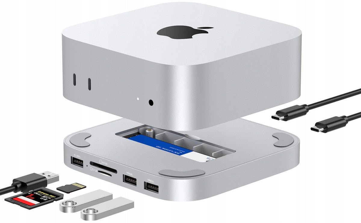 M.2 SSD Hub Docking Station for Mac Mini M4 2024 8w1 10 Gb/s USB SD microSD