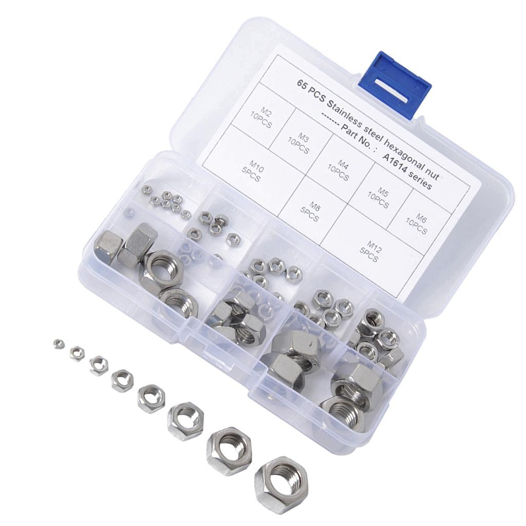 M M12 (65PCS) STAINLESS STEEL HEXAGON THREAD FULL NUTS HEX REVERSE NUT