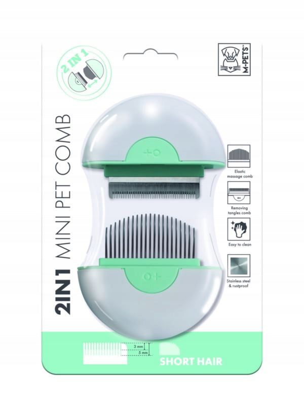 M-PETS Comb - MINI 2in1 - short hair - green Manufacturer code 10121099