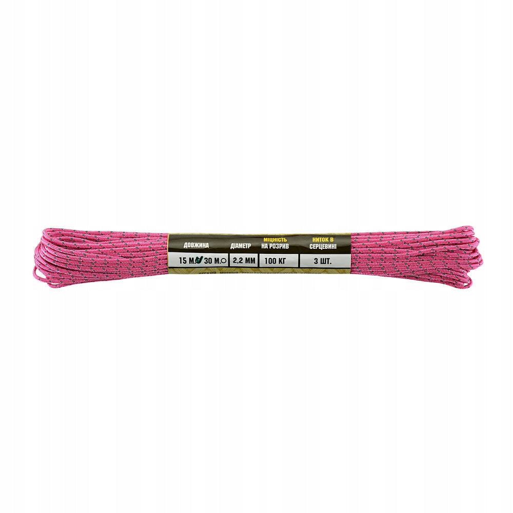 M-TAC Paracord Minicord 15m Reflective Neon Pink Packaging status original