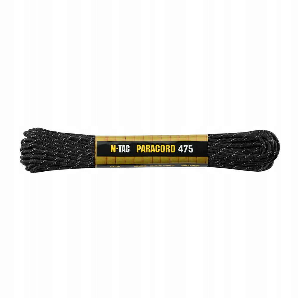 M-Tac Tactical Paracord 475 - Nylon Cable Black Reflective 15 m