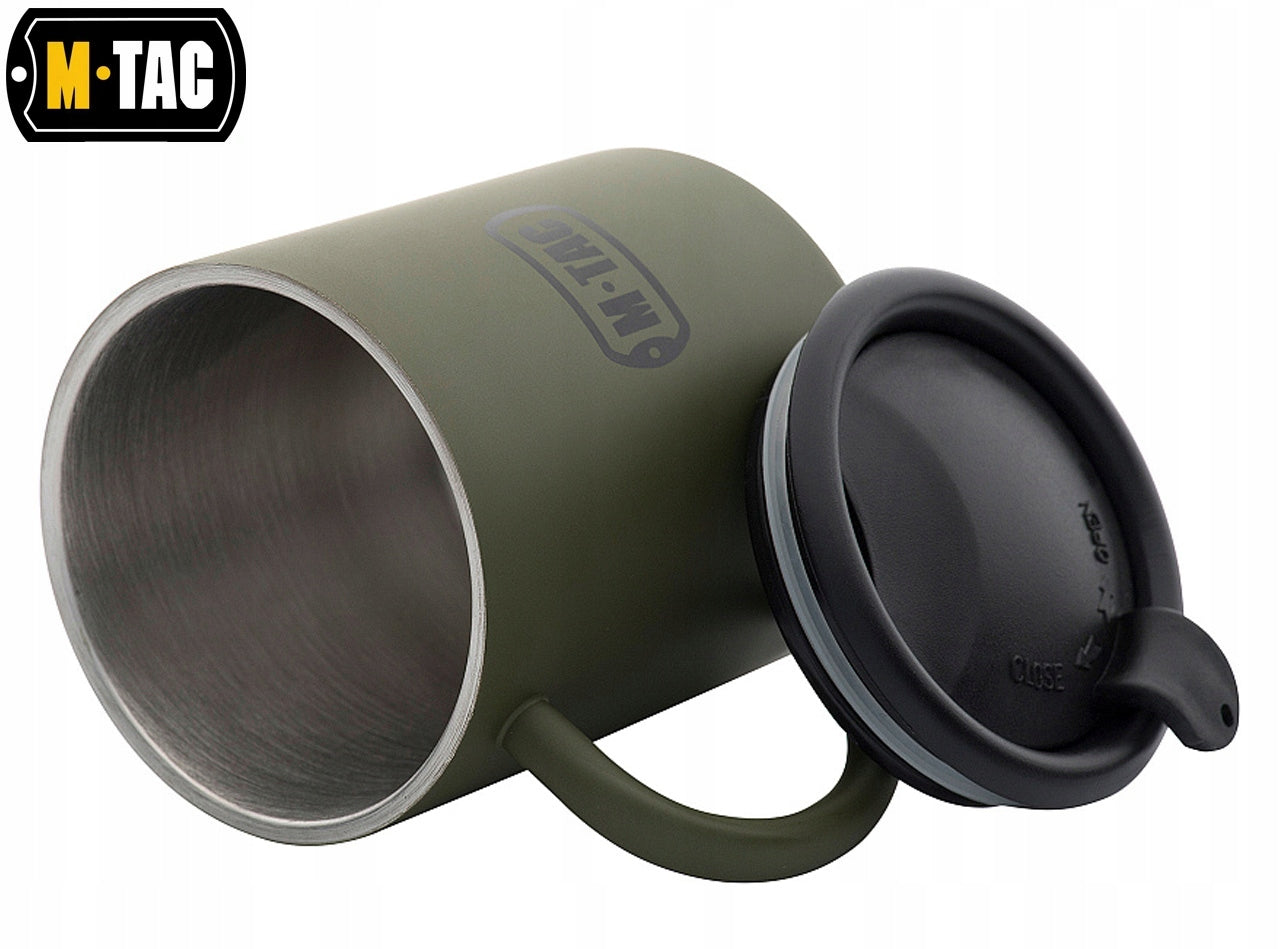 M-Tac thermal tourist mug, stainless steel, with lid, 280ml Olive Color green