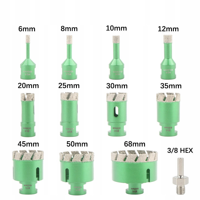 M14 DIAMOND HOLE SAW FOR POTTERY 12PCS SET ⌀ 6-68 mm FORAMINIFERA ADAPTER EAN (GTIN) 8901647384992