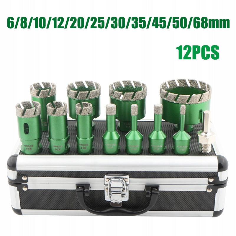 M14 DIAMOND HOLE SAW FOR POTTERY 12PCS SET ⌀ 6-68 mm FORAMINIFERA ADAPTER