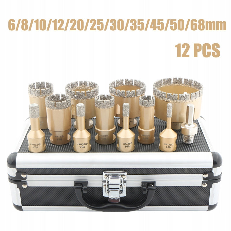 M14 DIAMOND HOLE SAW LACE FOR PORKEY TILES STONEWARE 12PCS SET 6mm-68 mm