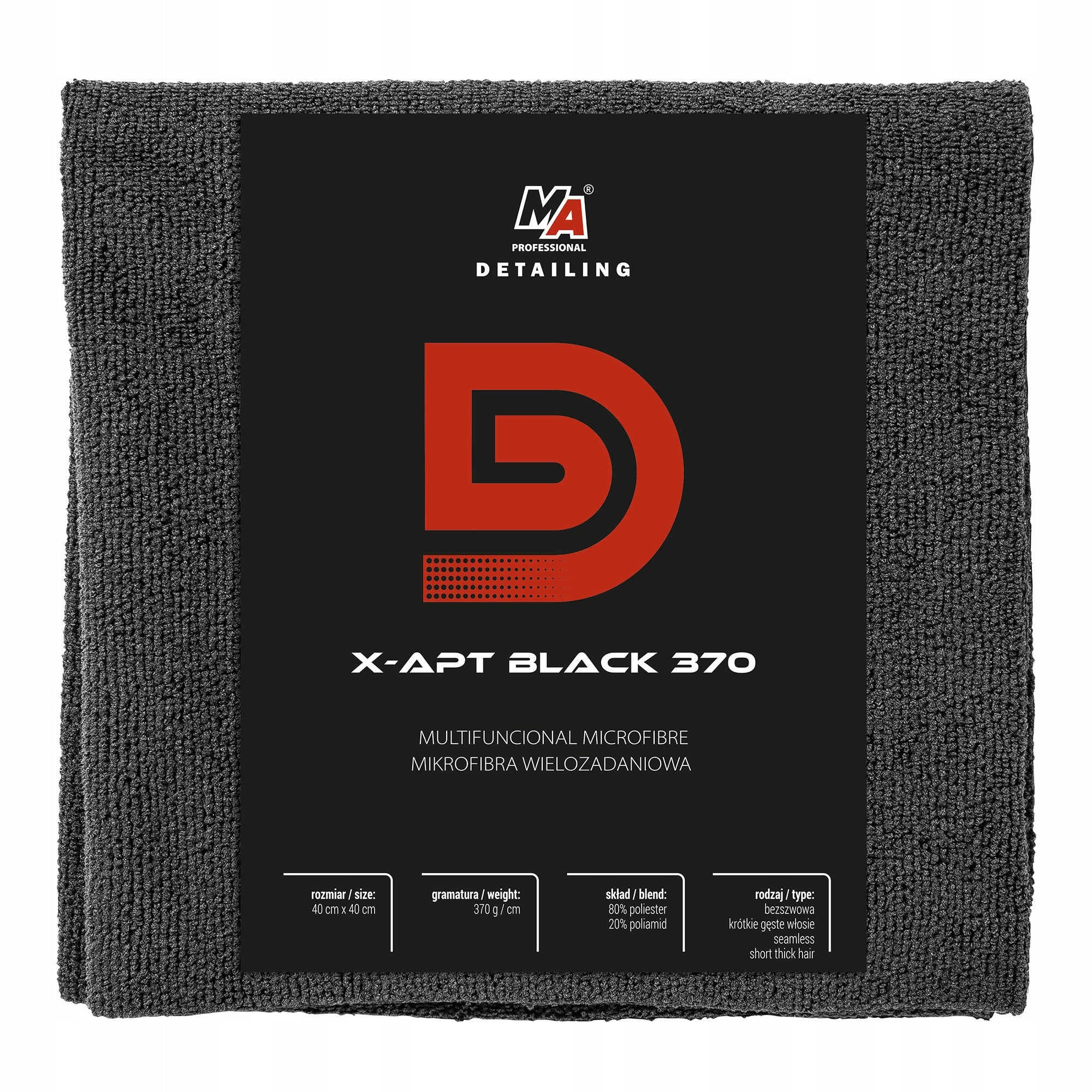 MA PROFESSIONAL DETAILING X-APT BLACK 370 MICROFIBER 40x40cm