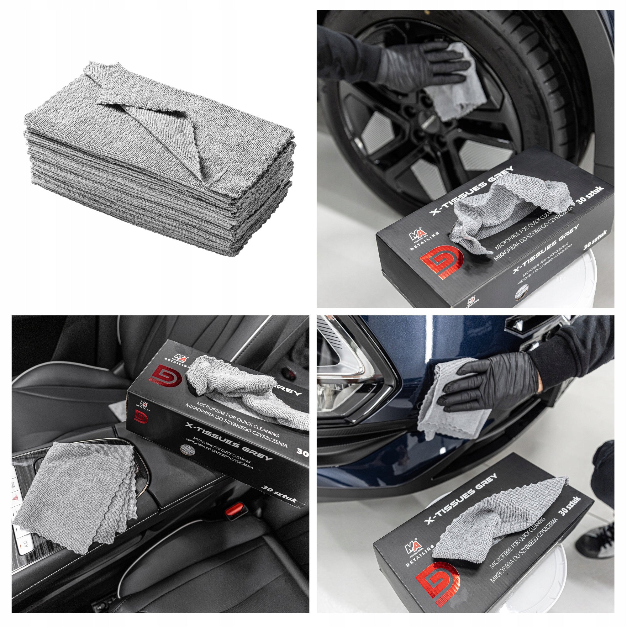 MA PROFESSIONAL DETAILING X-TISSUES GREY MICROFIBER CLOTH SET 30PCS Manufacturer code 20-D26