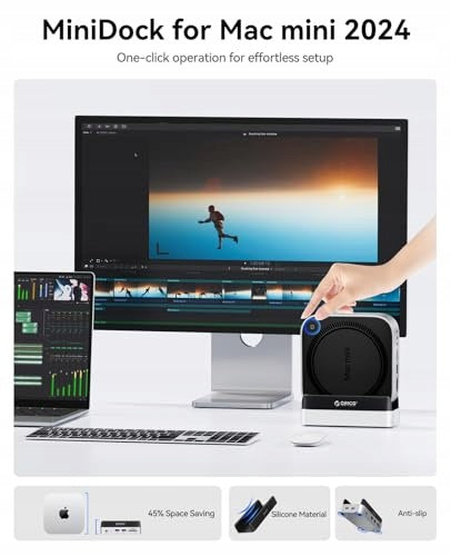 MAC MINI M4 ALUMINUM SSD DOCKING STATION 1TB DRIVE 7 PORTS USB Silicone Model A1