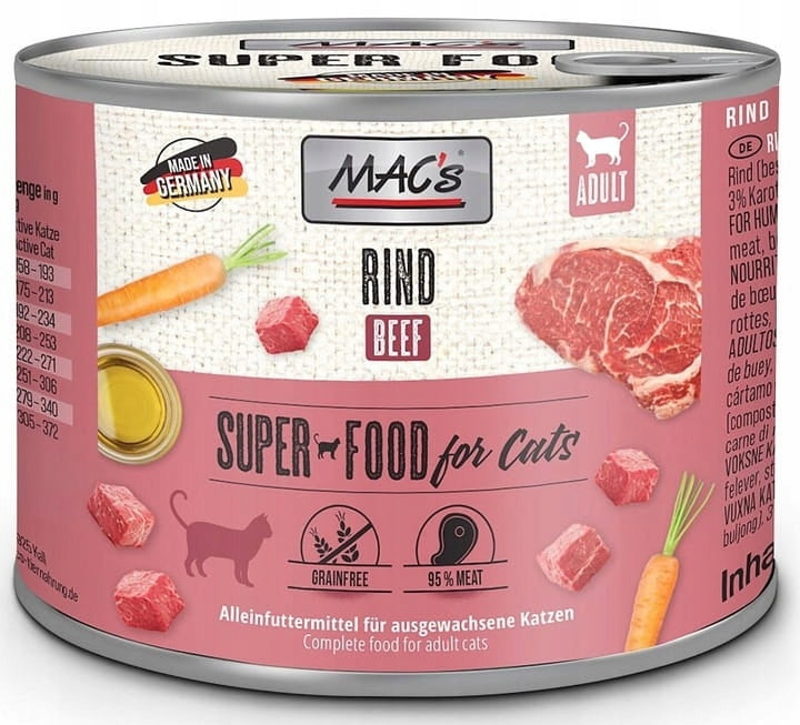 MAC'S CAT Wet Cat Food Beef 200g Packaging status original