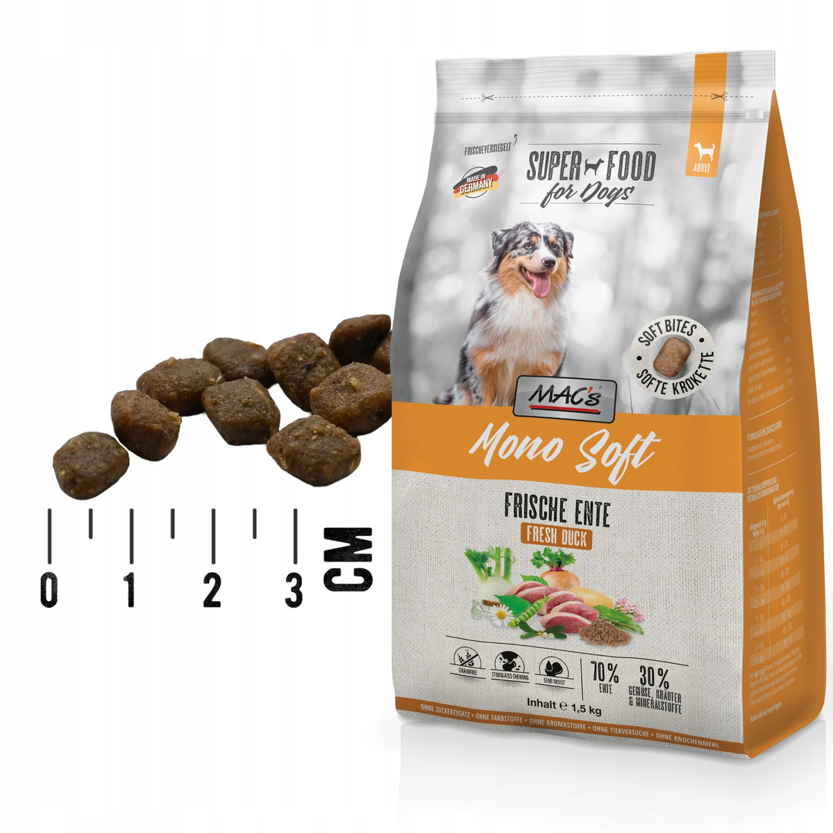MAC'S DOG SOFT SEMI-MOIST MONOPROTEIN DUCK DOG FOOD 1,5KG Manufacturer code 90245