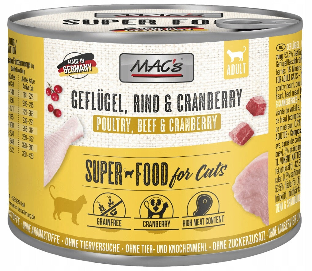 MAC's Cat Poultry, Beef and Cranberries Can 200 g
