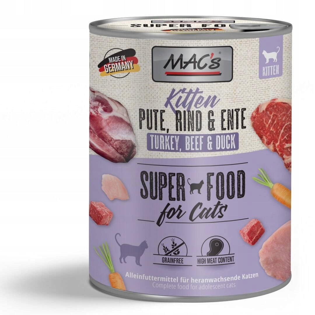 MAC's Kitten Wet Food for Kittens Turkey Beef Duck 800g