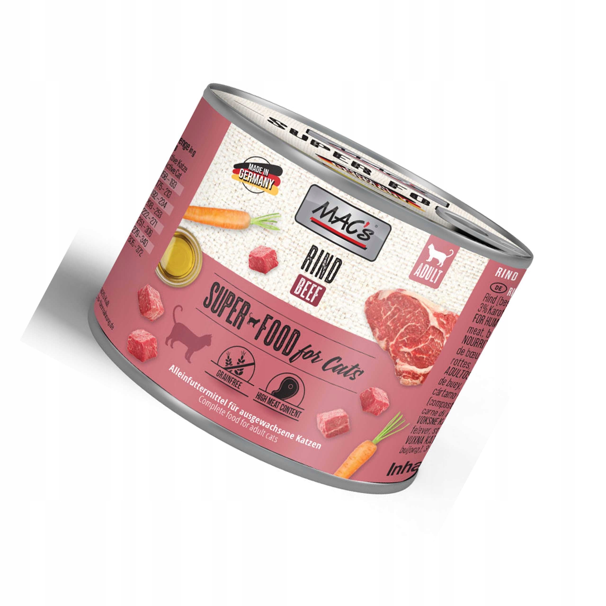 MAC's -NO CEREALS-Beef 70% meat 200g Trade name MAC's -BEZ ZBÓŻ-Wołowina 70% mięsa 200g