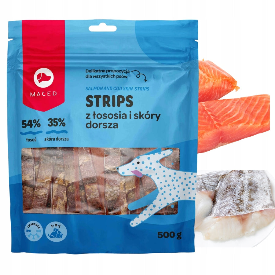 MACED SALMON AND COD SKIN SM STRIPS 100 G Brand Maced