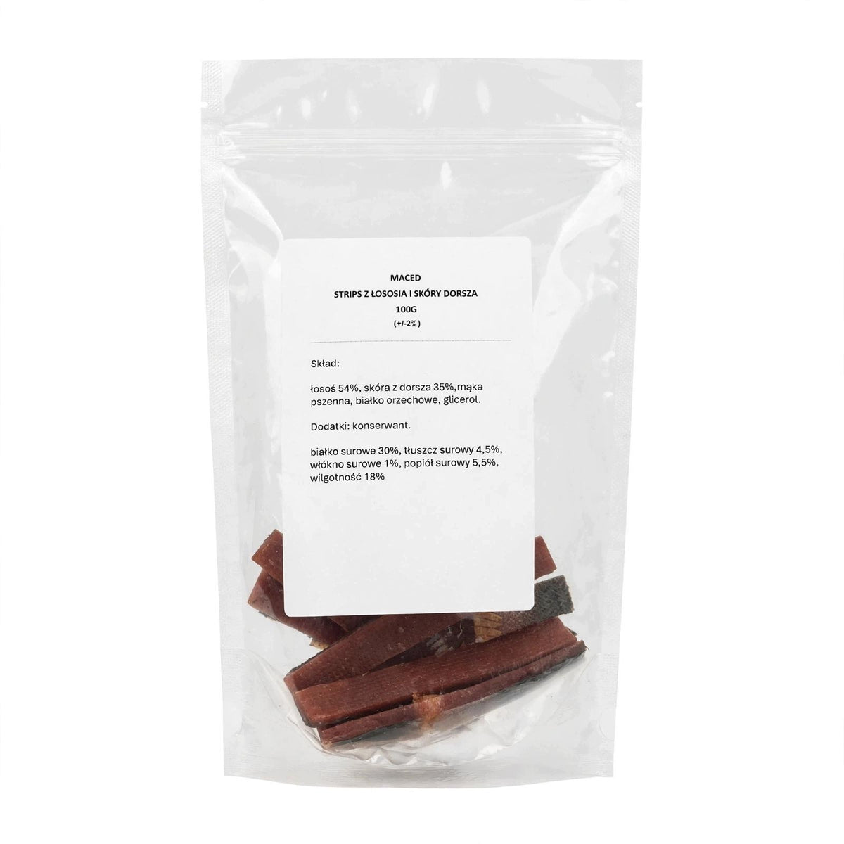MACED SALMON AND COD SKIN SM STRIPS 100 G