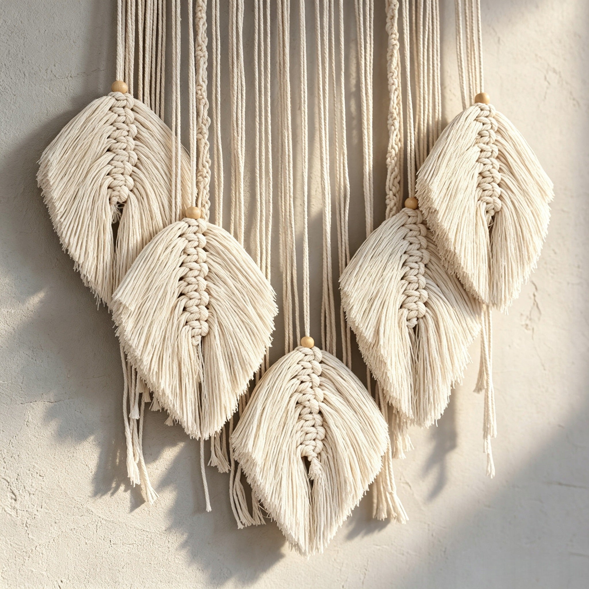 MACRAME ON THE WALL BOHO DREAM CATCHER WALL DECORATION WITH STRING DECORATIVE LEAVES Manufacturer no brand