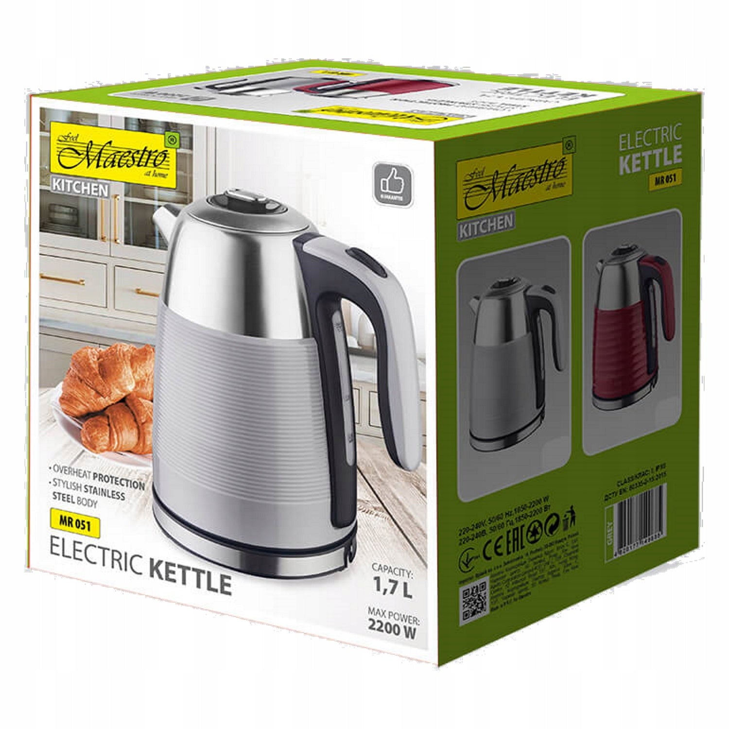MAESTRO 051 electric kettle 1,7L 2200W metal Manufacturer code MR-051-GREY