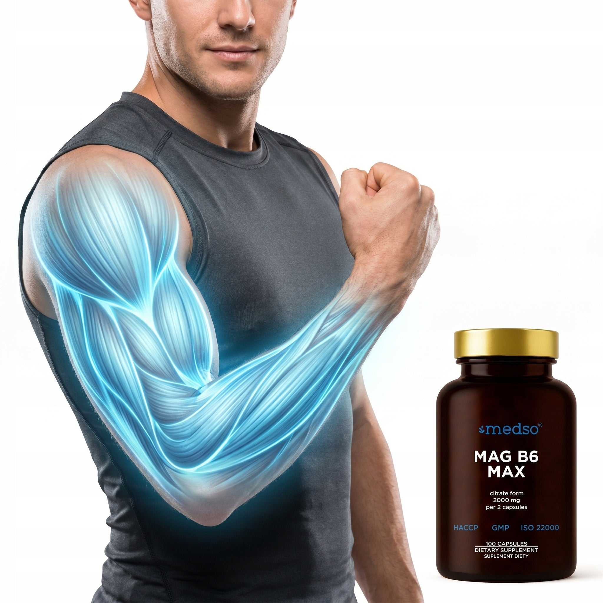 MAG B6 MAX 1000MG MAGNESIUM CITRATE MUSCLE SUPPORT NERVOUS SYSTEM 100CAPS. Manufacturer code MAG MAG MAX 100 kapsułek