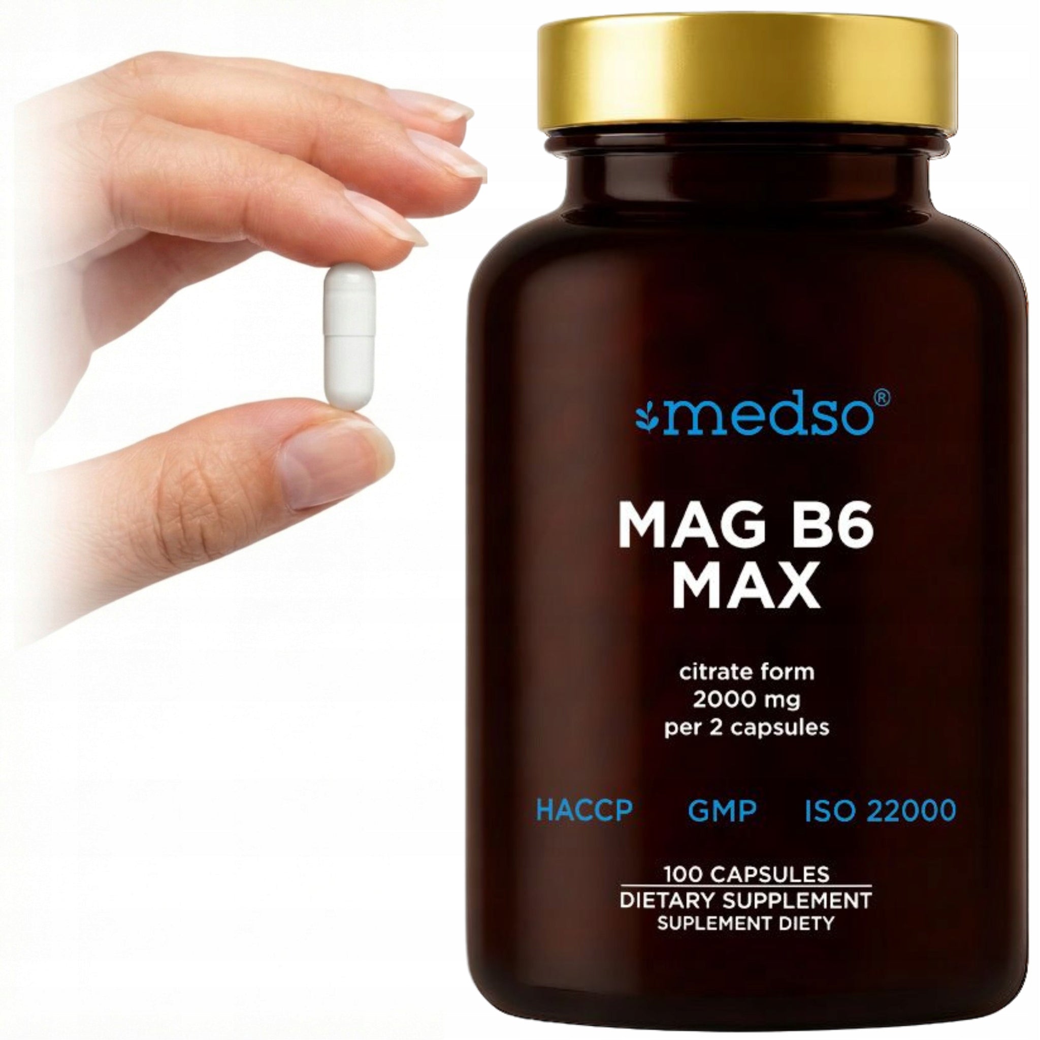MAG B6 MAX 1000MG MAGNESIUM CITRATE MUSCLE SUPPORT NERVOUS SYSTEM 100CAPS.