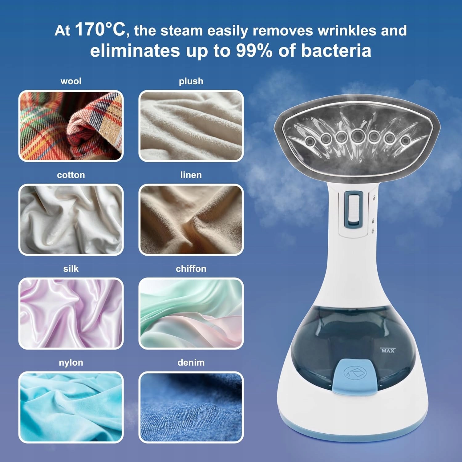 MAGIO MG-333 Hand Steamer 1500W Fast Folding For Fabrics Foot type steel