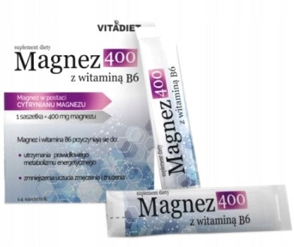 MAGNESIUM 400 with vitamin B Vitadiet 14 sash.