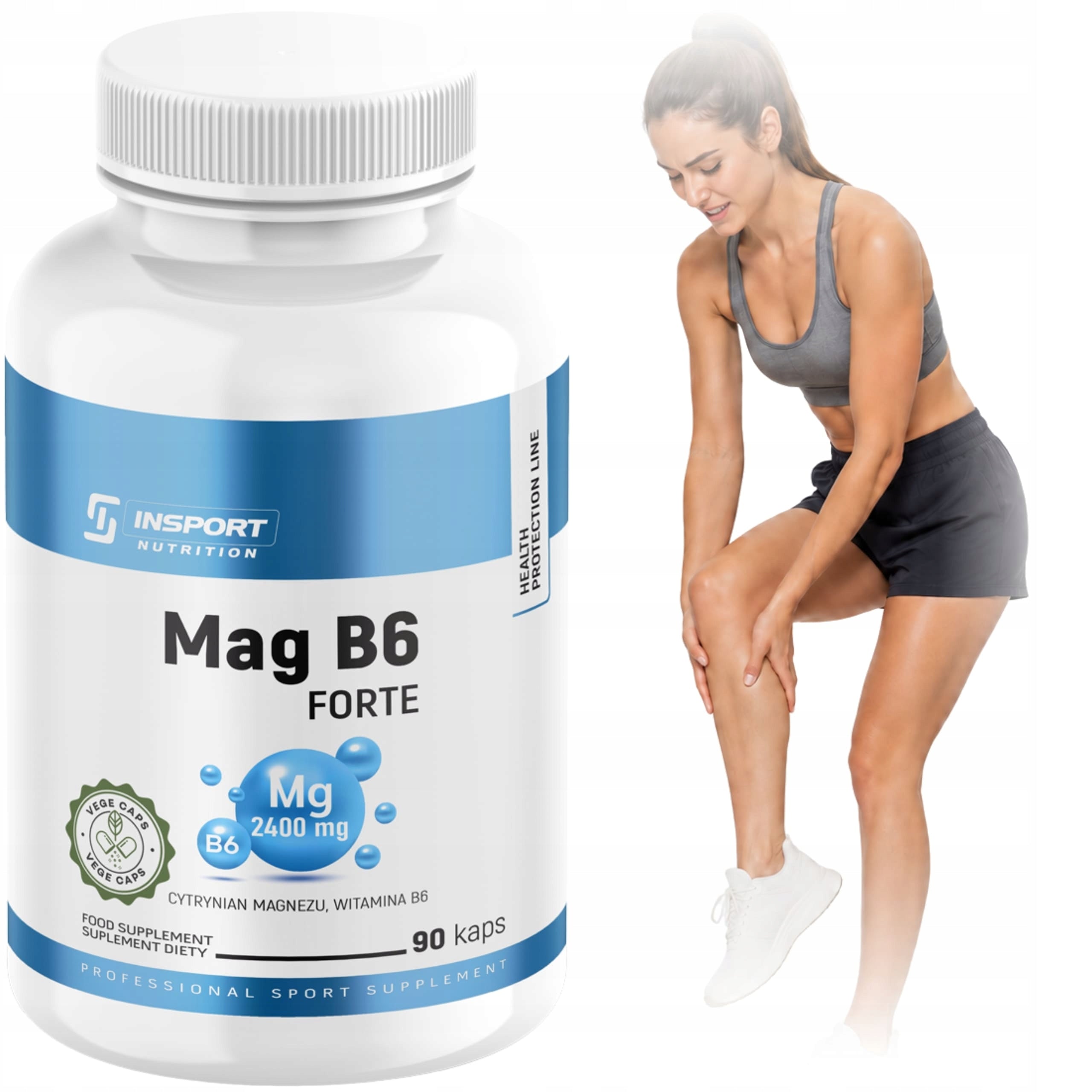 MAGNESIUM B6 FORTE 2400mg 90 kap MAGNESIUM CITRATE Muscle spasms | INSPORT