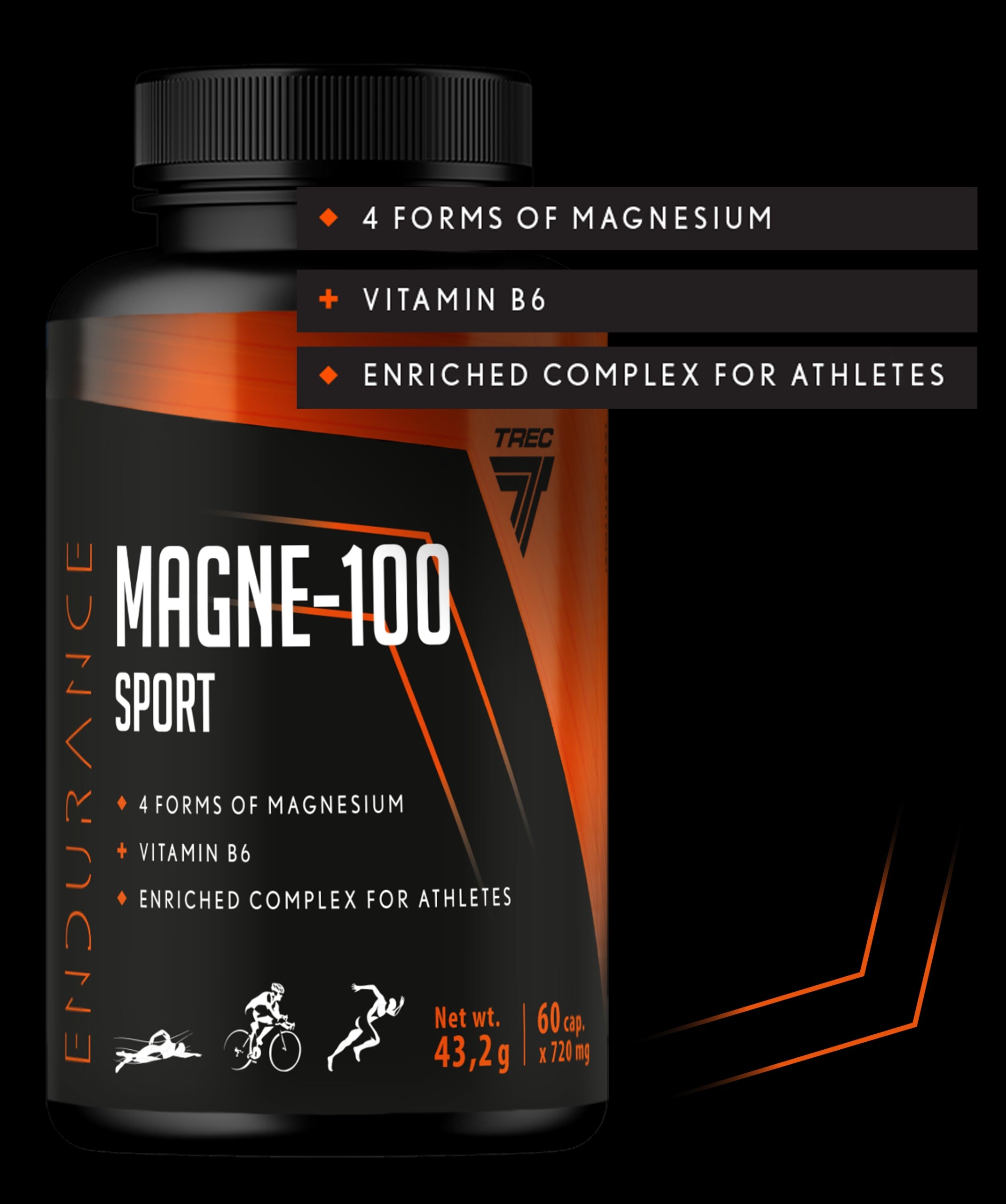 MAGNESIUM CAPSULES Magne-100 Sport 60 kaps Trec Endurance Manufacturer code zawiera magnez, witaminę B6