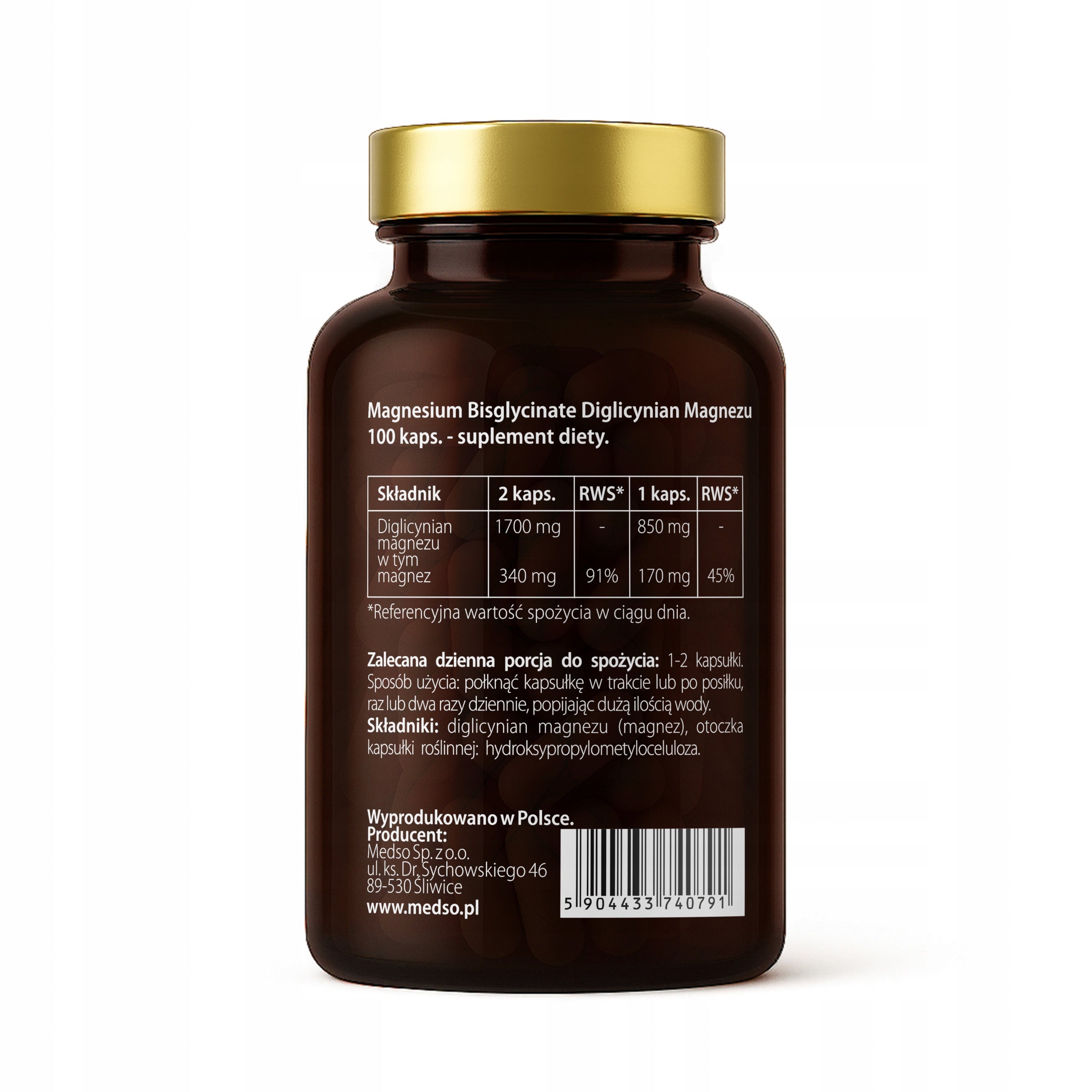 MAGNESIUM CHELATED DIGLYCINATE 850mg MUSCLE SPASMS NERVOUS SYSTEM 100CAPS. Expiration date at least 1 year from the date of purchase