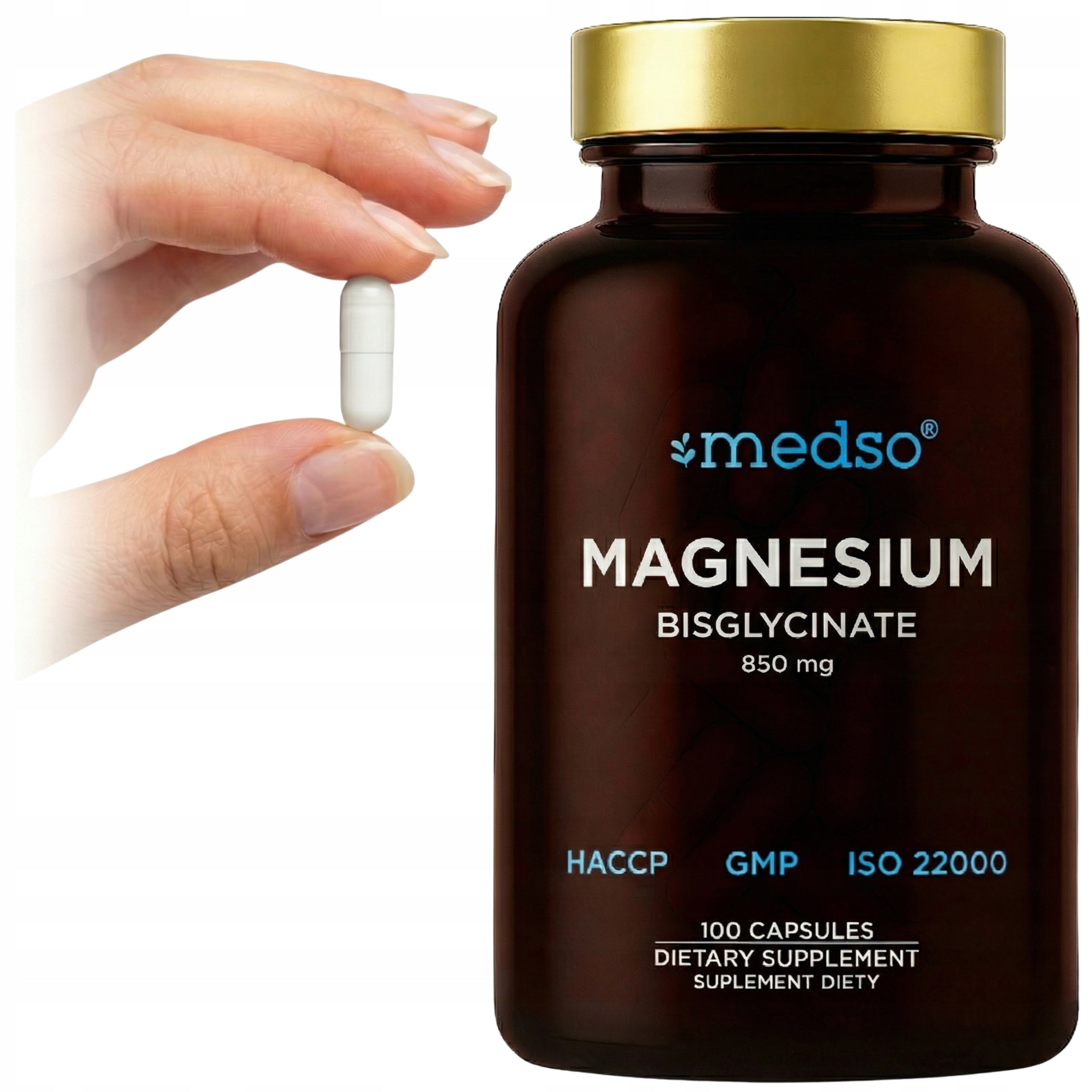 MAGNESIUM CHELATED DIGLYCINATE 850mg MUSCLE SPASMS NERVOUS SYSTEM 100CAPS.