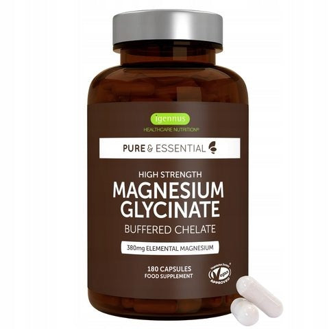 MAGNESIUM Chelated Diglycinate 380 mg per serving Stress Bone spasms 180 kaps