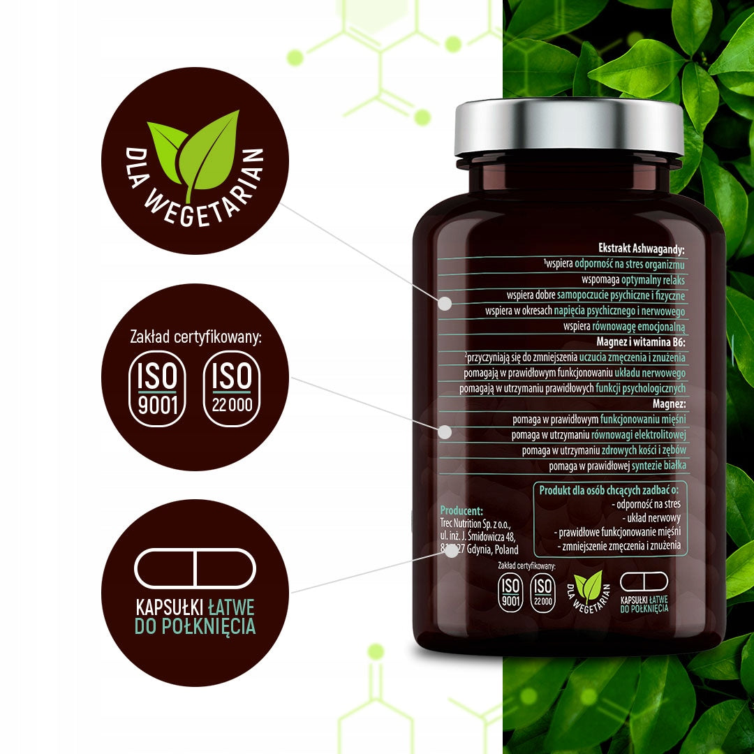 MAGNESIUM Citrate + ASHWAGANDHA FREEBIE Complex Stress Relaxation Sleep Fatigue Manufacturer code Tabletki ziołowe na uspokojenie z ashwagandą