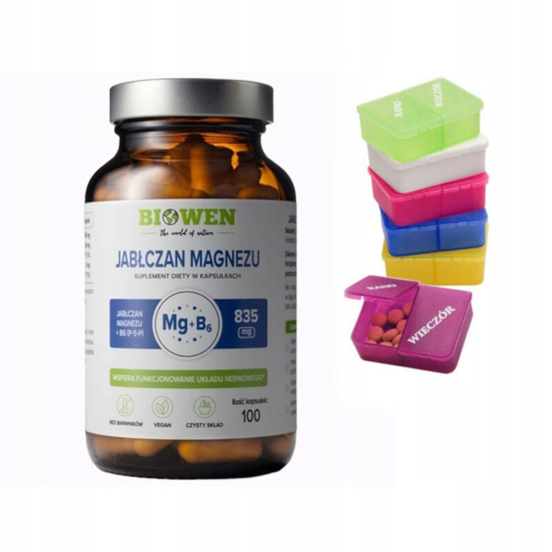 MAGNESIUM MALATE Magnesium 835 mg with vitamin B6 (P-5-P) 100 caps. + Freebie