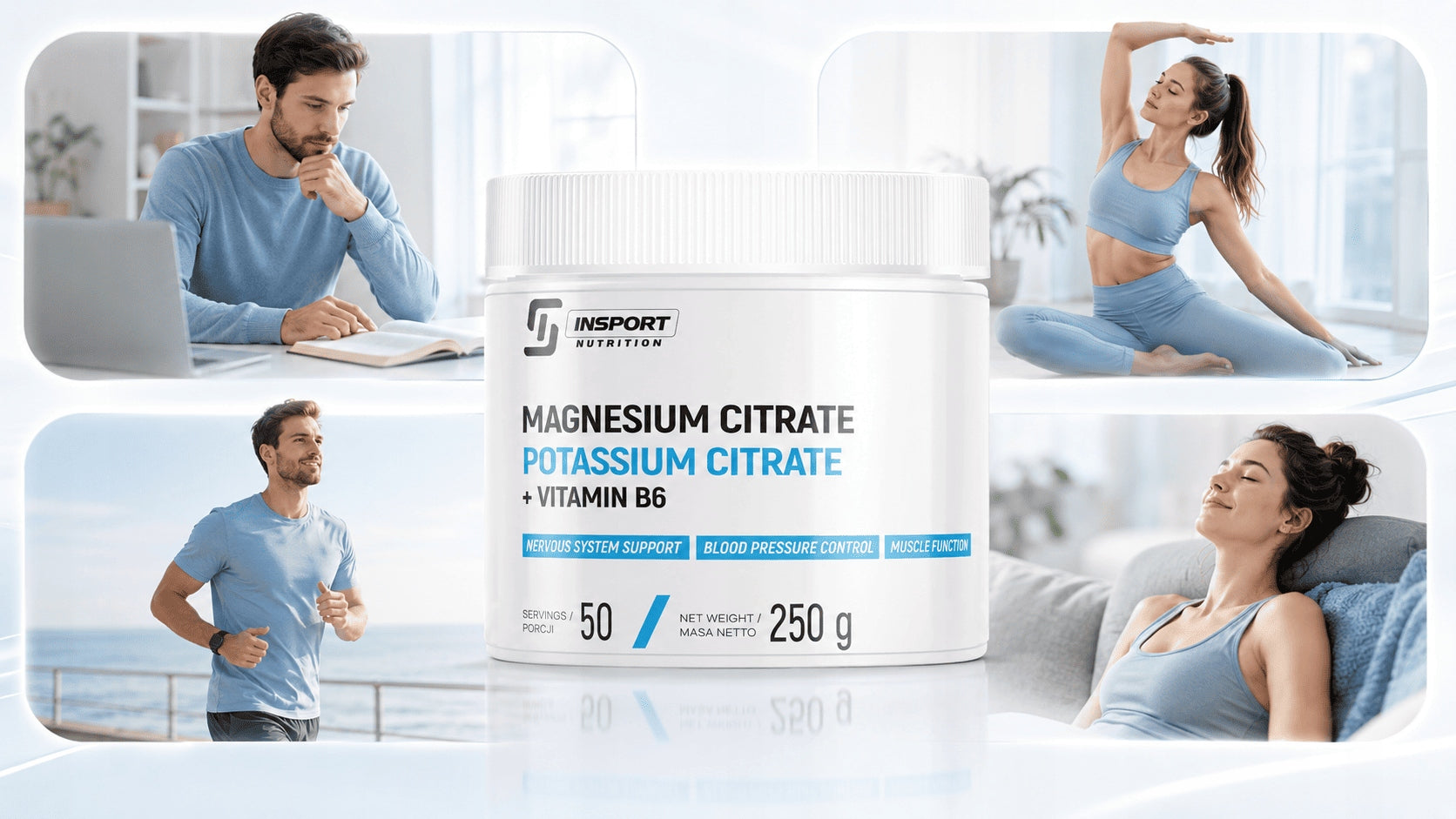 MAGNESIUM POTASSIUM B6 250g ELECTROLYTES Without Sugar MUSCLE SPASMS | INSPORT Packaging status original