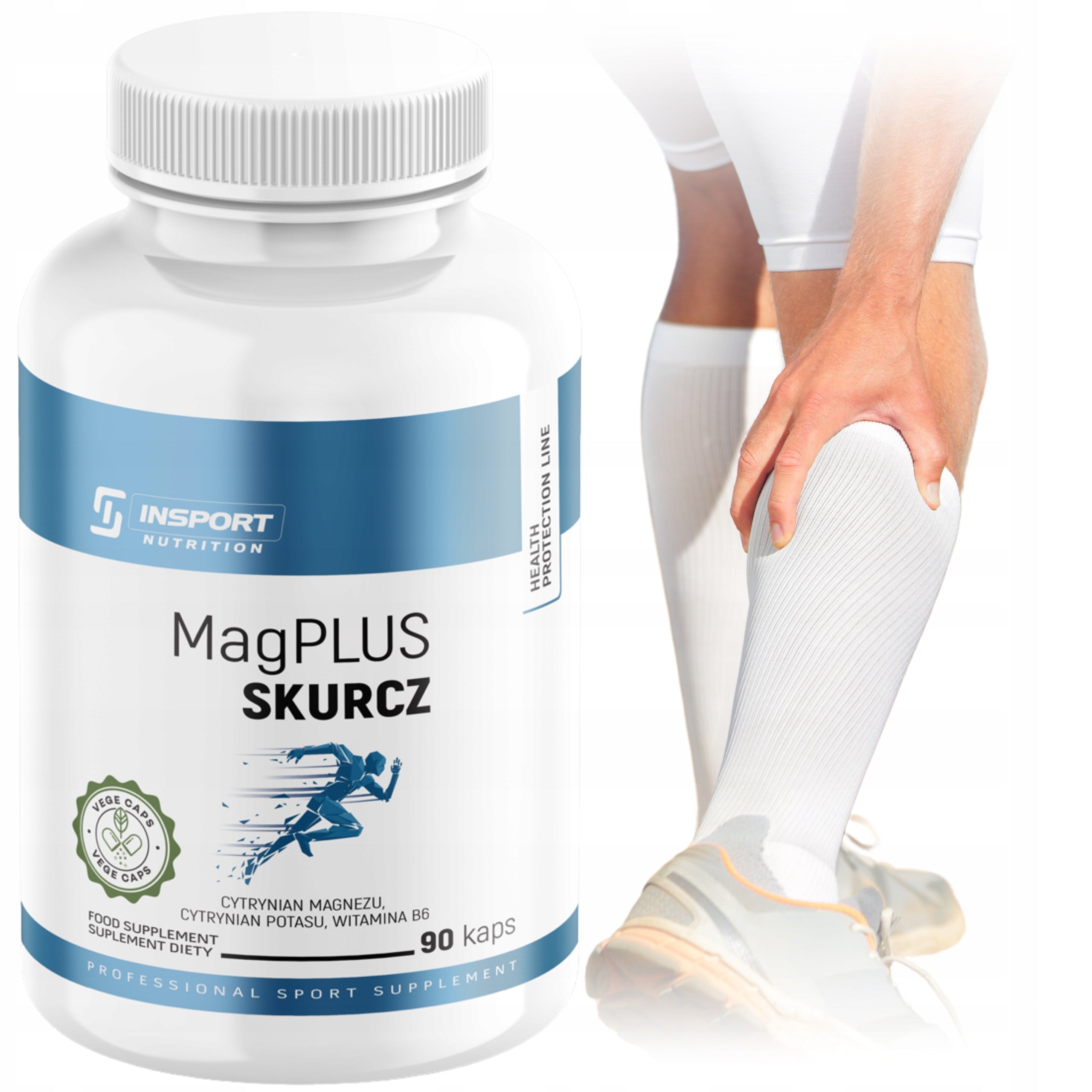 MAGNESIUM POTASSIUM VITAMIN B6 1800mg 90 kap Muscle SPASMS HEART Bone | INSPORT
