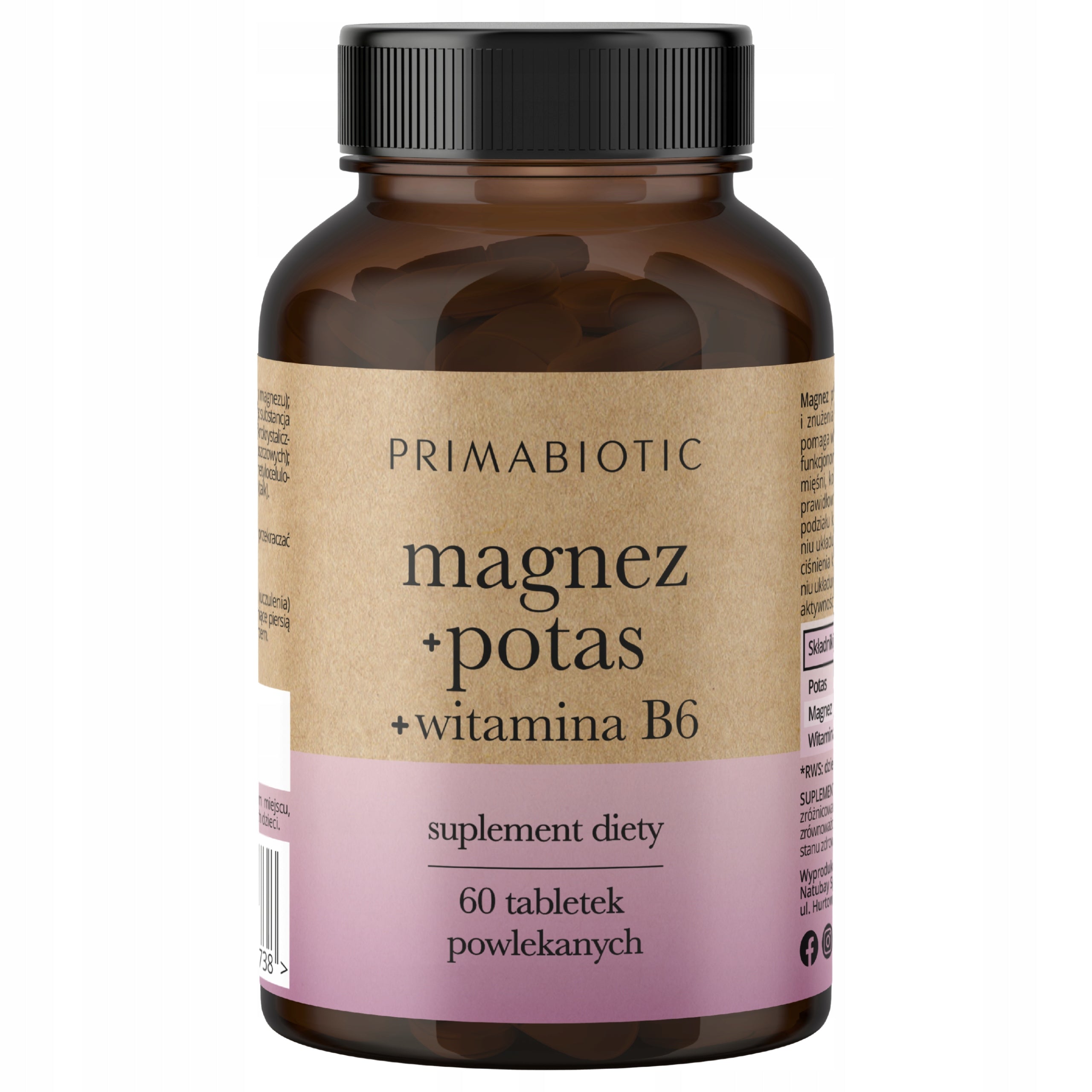 MAGNESIUM + POTASSIUM + VITAMIN B6 PRIMABIOTIC Muscle Bones Resistance 60 tab.