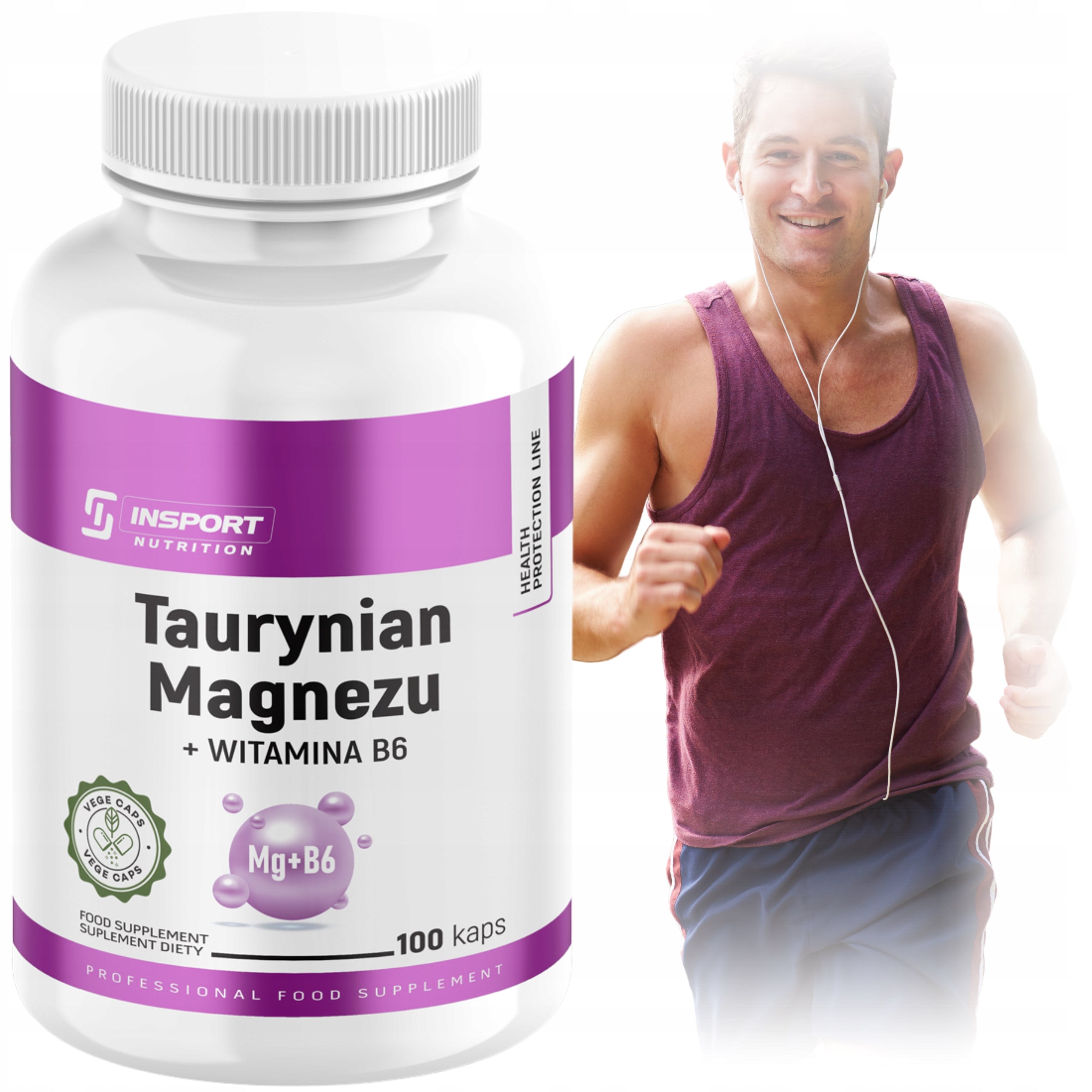 MAGNESIUM Taurate MAGNESIUM + B6 1600mg Muscle spasms 100 kap | INSPORT Packaging status original