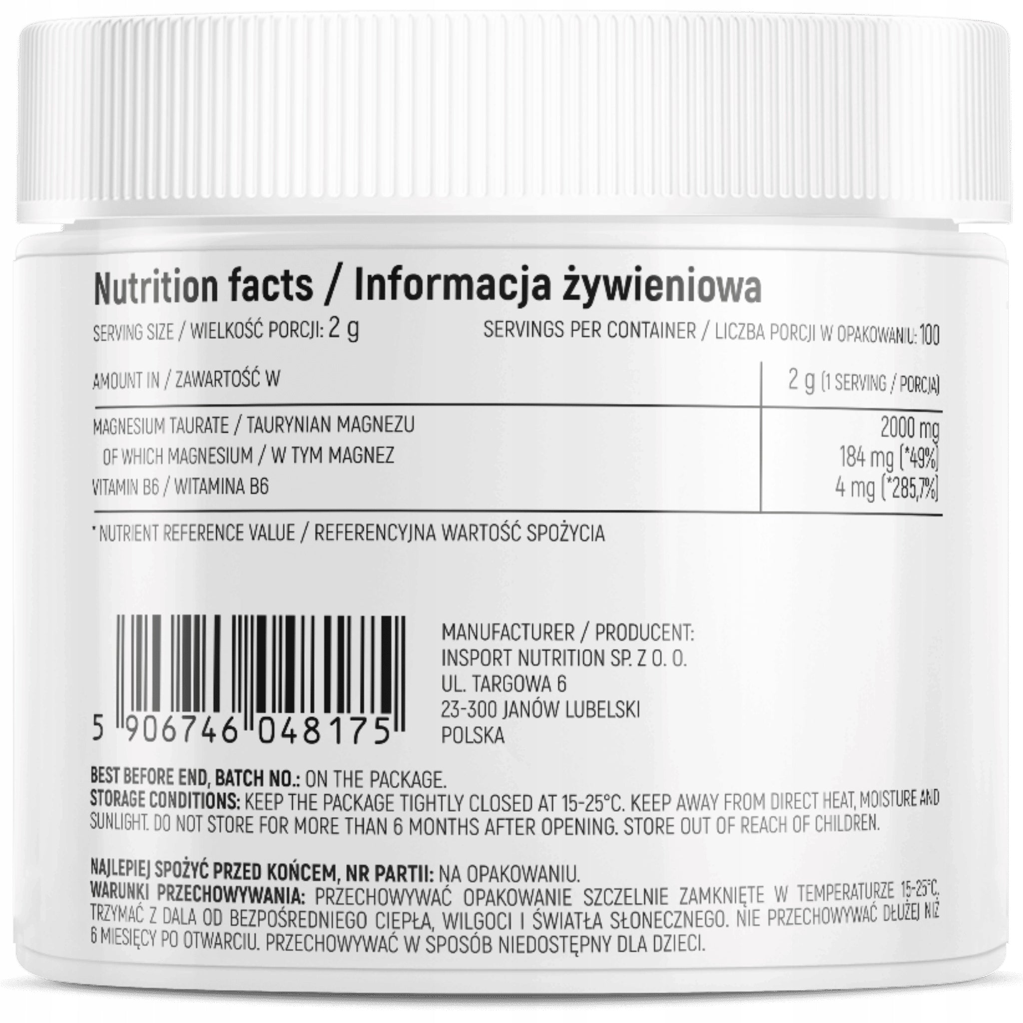 MAGNESIUM Taurate MAGNESIUM Powder 200g Muscle SPASMS | INSPORT Medical device no