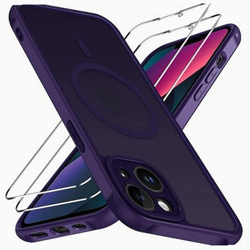 MAGNETIC CASE IPHONE 13 TPU PC MILITARY PROTECTION GLASS 2PCS Silicone