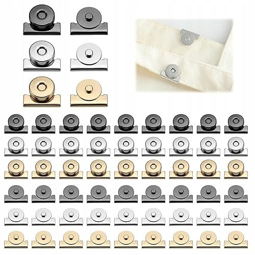 MAGNETIC CLOSURE 30 PAIRS FOR JACKET BAGS METAL SILVER GOLD BLACK