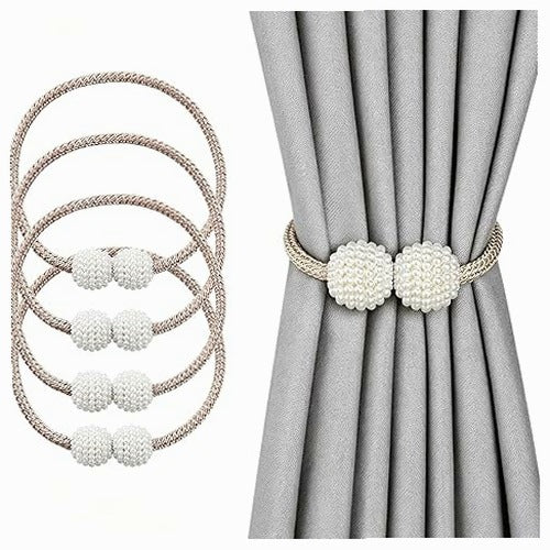 MAGNETIC CURTAIN HOLDERS BALL SHAPE COTTON 4 PCS COTTON