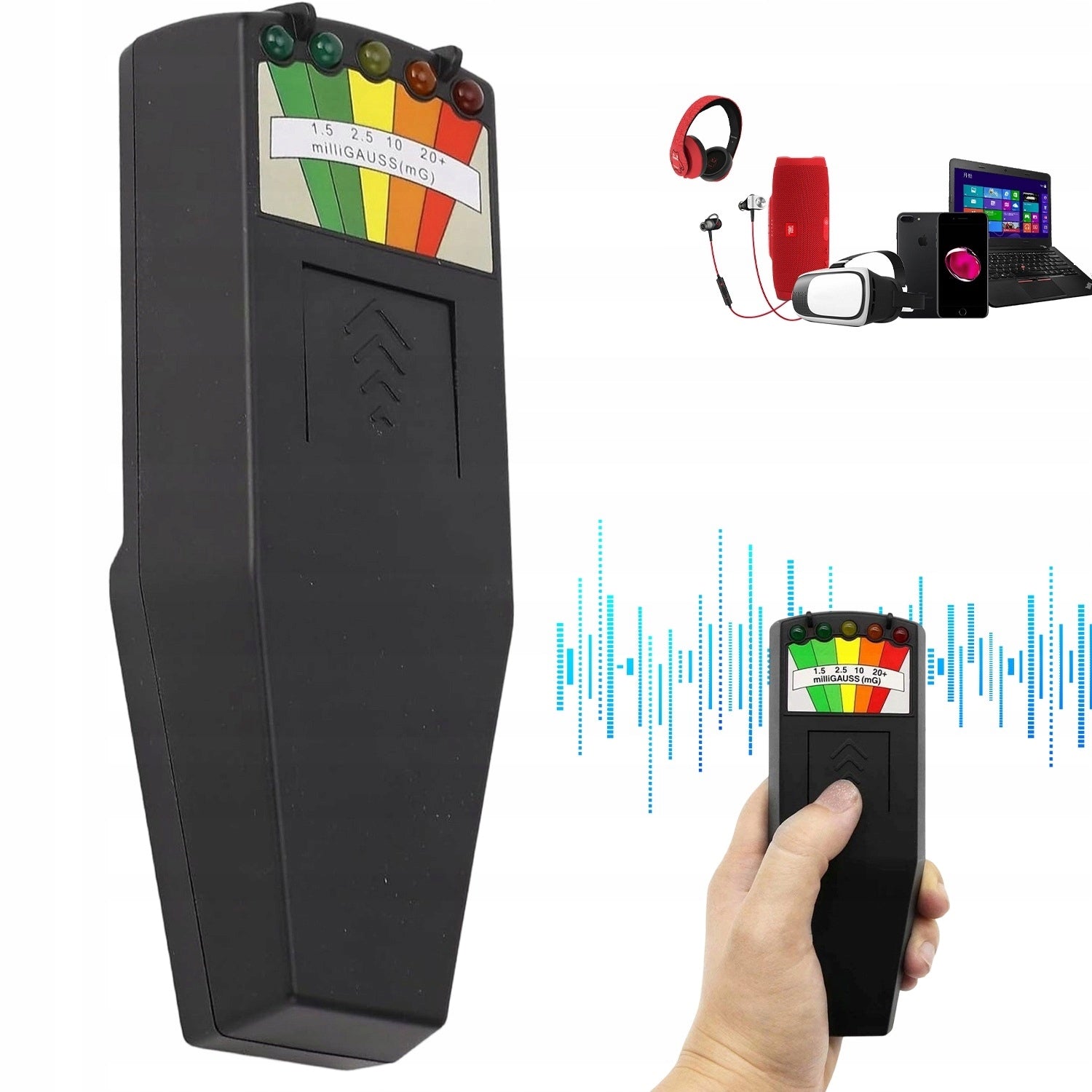 MAGNETIC FIELD DETECTOR PORTABLE EMF METER K2 5 LED 50 20000HZ