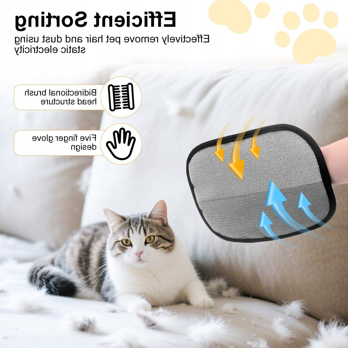 MAGNETIC GLOVES FOR DOG AND CAT HAIR WITH COMBS SET OF 4 ELEMENTS Manufacturer code RĘKAWICE MAGNETYCZNE DO SIERŚCI PSA I KOTA Z