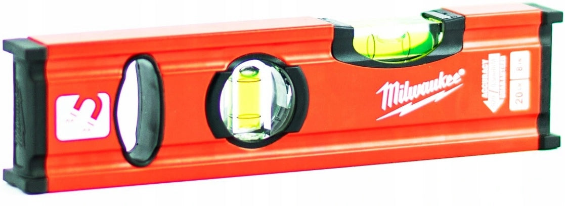 MAGNETIC LEVEL MILWAUKEE SLIM 20 CM TWO LIBELLE LIGHT DURABLE Number of vials 2